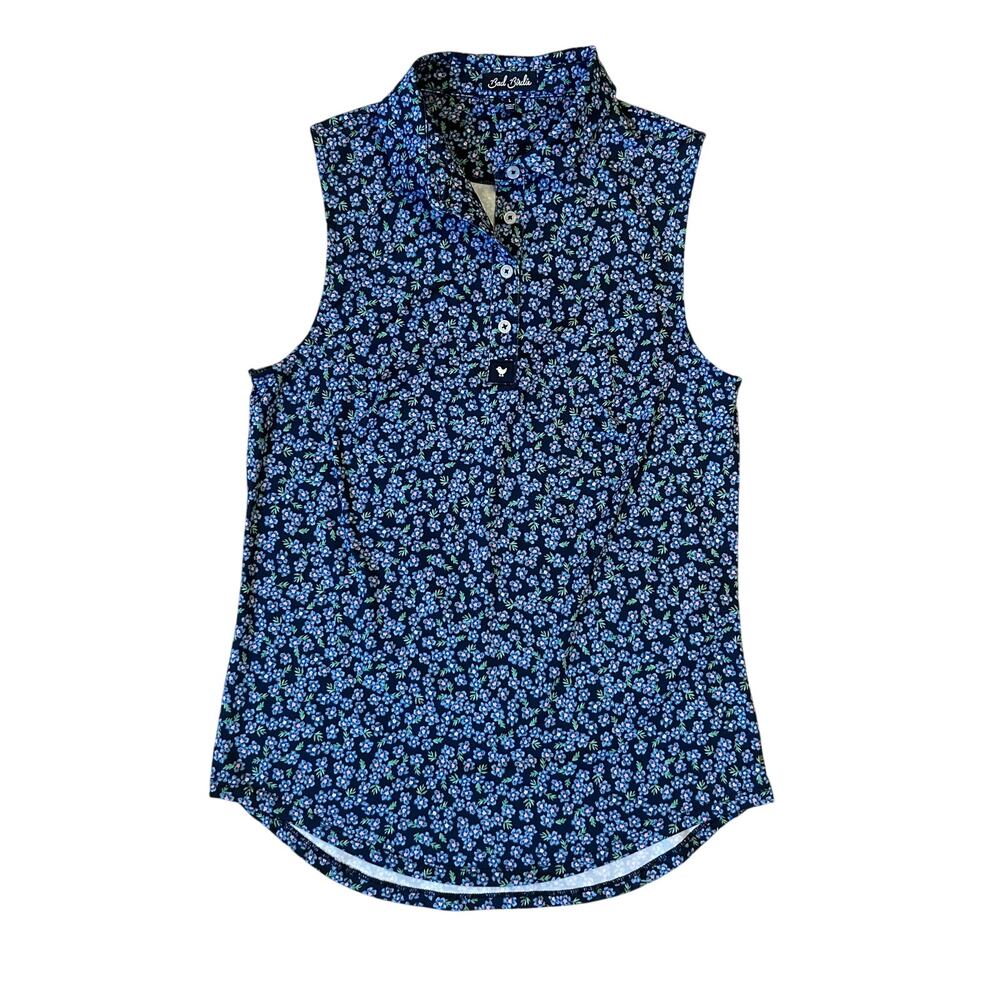 Bad Birdie Lily Lilac Floral Sleeveless Golf Polo Women’s Size Large
